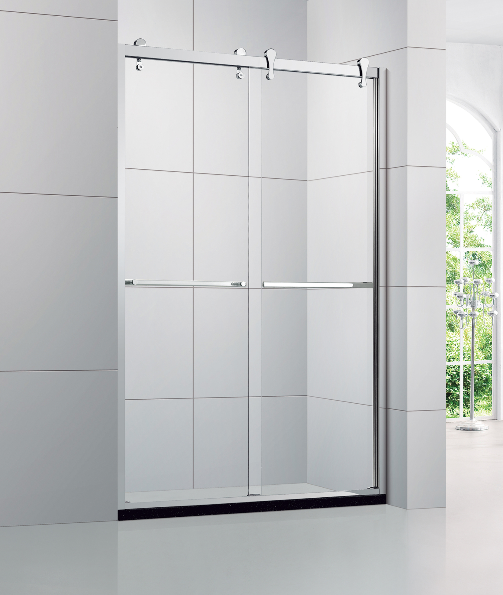 Brushed Nickel Double Sliding Shower Door