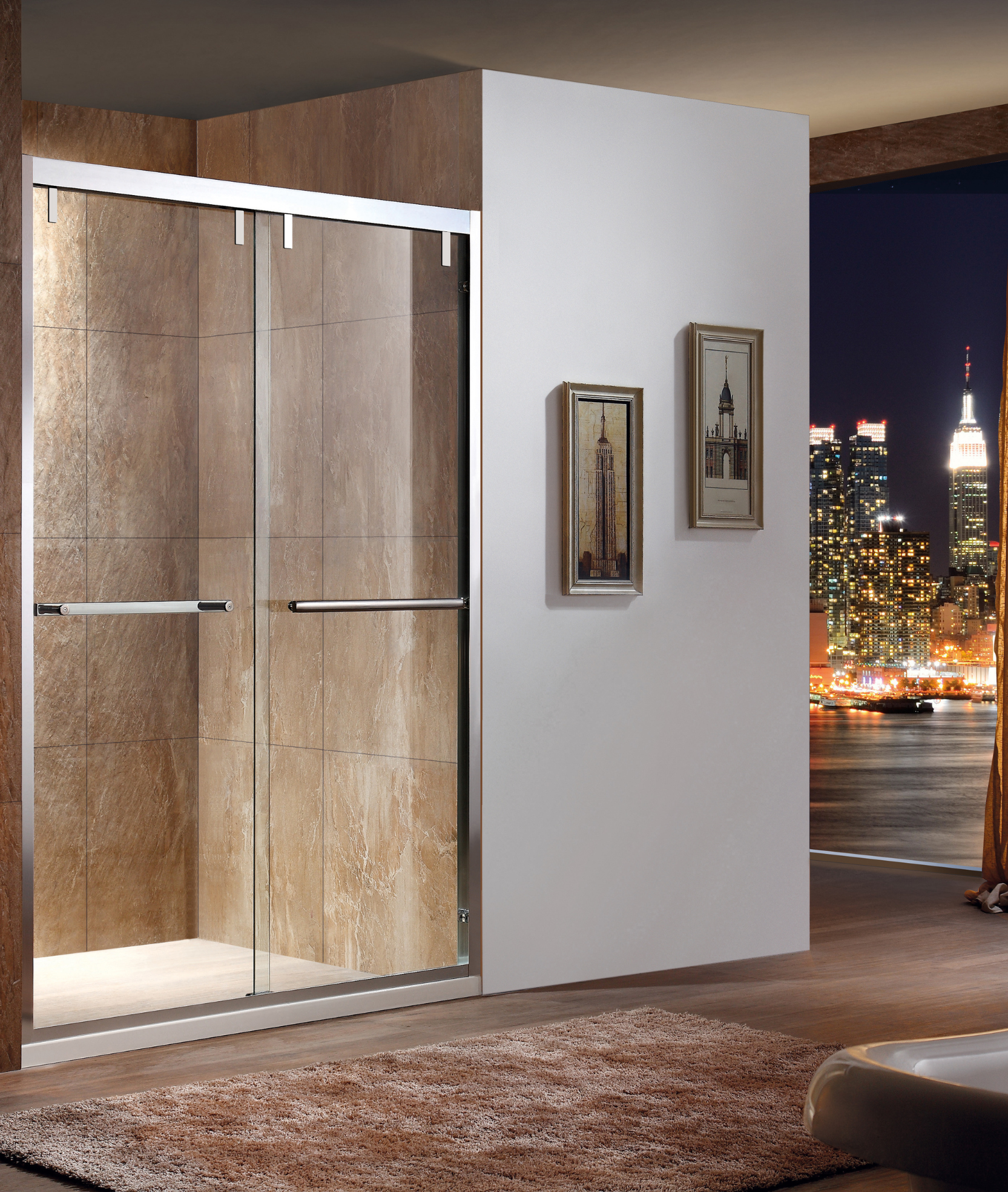 Shower Door (Double Sliding Doors - Brushed Nickel)